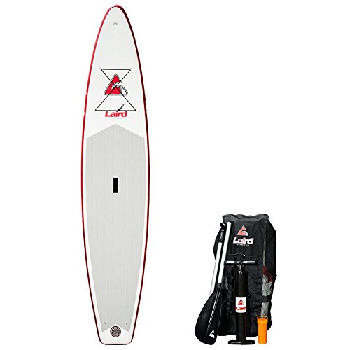 Laird StandUp Air Stream Inflatable Paddle Board, 150-Inch x 32-Inch, White/Black/Red