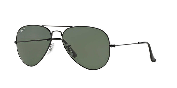 Ray-Ban Mens Original Aviator Sunglasses (RB3025) Black/Green Metal - Polarized - 58mm