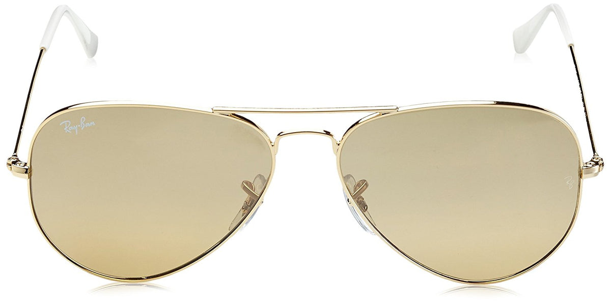 Ray-Ban 3025 Aviator Large Metal Mirrored Non-Polarized Sunglasses, Gold/Brown/Silver Mirror (001/3K), 62mm