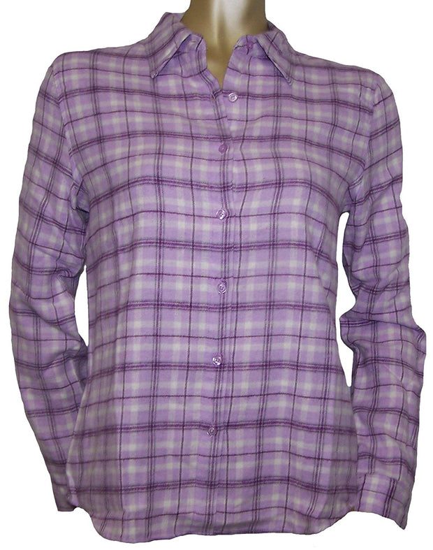 Juniors Long Sleeve Button Up Pastel Flannel Shirt