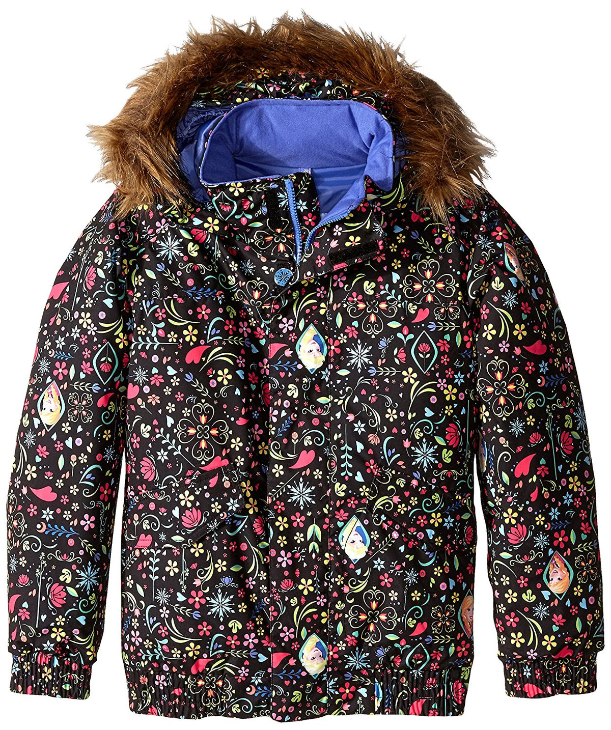 Burton Girl's Twist Bomber Jacket, Elsa/Anna Frozen Print, Medium