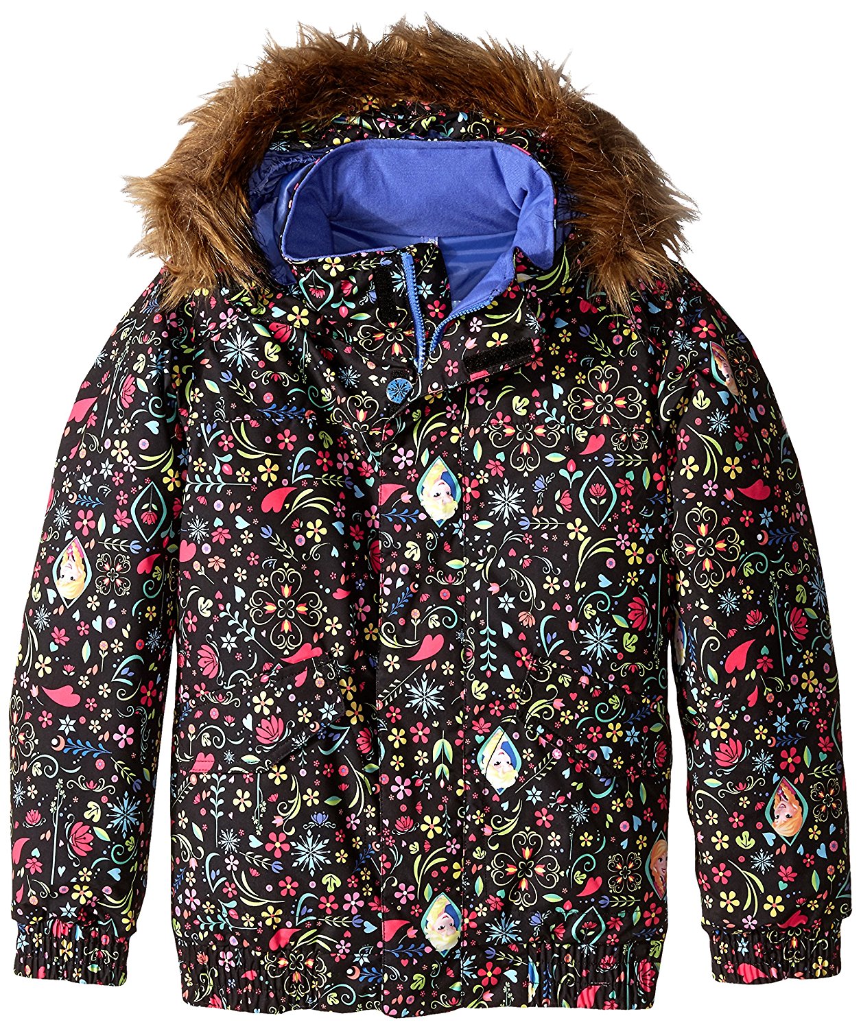 Burton Girl's Twist Bomber Jacket, Elsa/Anna Frozen Print, Medium
